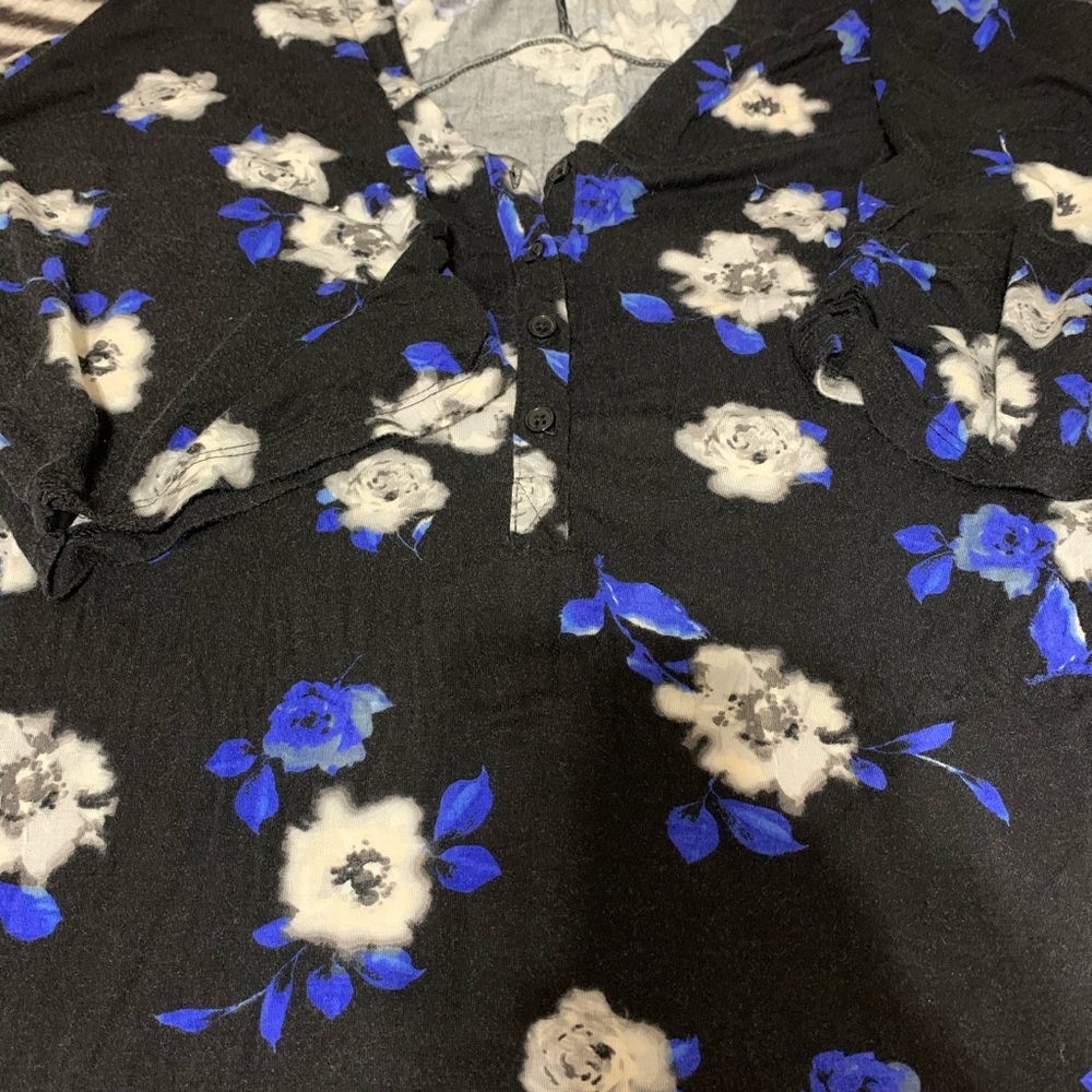 Black with blue flowers